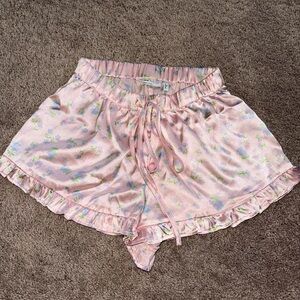 ASOS preppy Pink Floral Ruffle satin Sleep Shorts